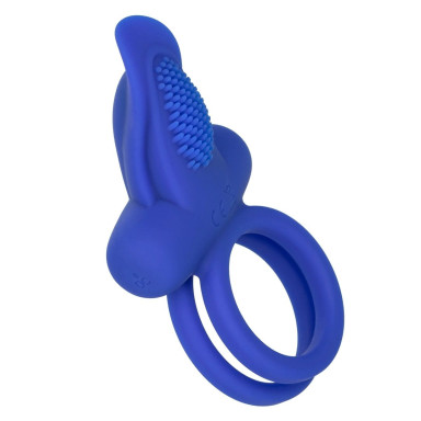 Синее перезаряжаемое эрекционное кольцо Silicone Rechargeable Dual Pleaser Enhancer, фото