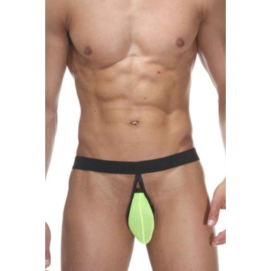 Мужские трусы-стринги с контрастным гульфиком, L-XL, зеленый, черный, фото