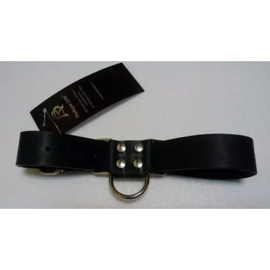 Чёрные широкие ременные наручники с полукольцом, фото