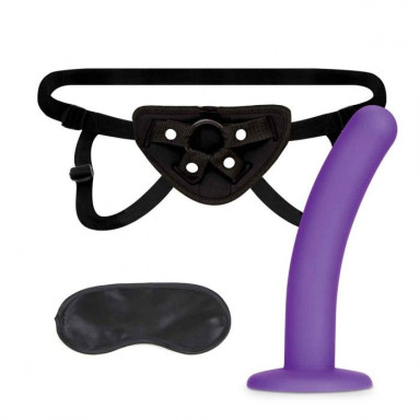 Фиолетовый поясной фаллоимитатор Strap on Harness & 5in Dildo Set - 12,25 см., фото