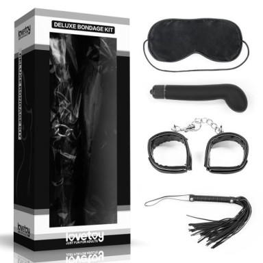 БДСМ-набор Deluxe Bondage Kit: маска, вибратор, наручники, плётка, фото