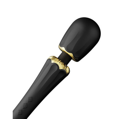 Черный wand-вибратор Kyro с 2 насадками фото 4
