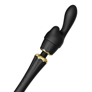 Черный wand-вибратор Kyro с 2 насадками фото 5