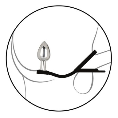Серебристая анальная пробка с кристаллом и черным эрекционным кольцом Mini Plug фото 6