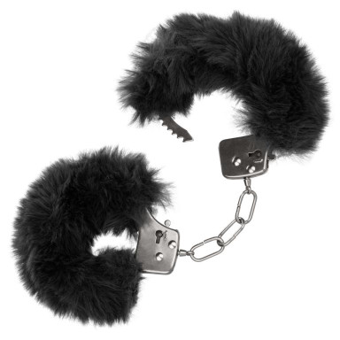 Металлические наручники с черным мехом Ultra Fluffy Furry Cuffs, фото