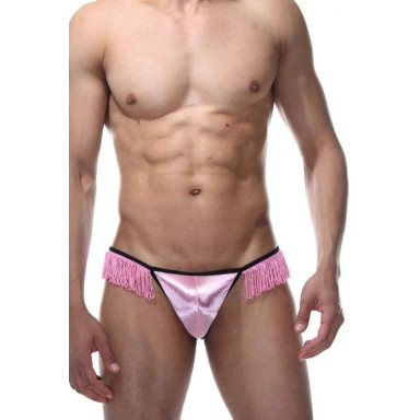 Пикантные мужские стринги с бахромой, L-XL, розовый, фото
