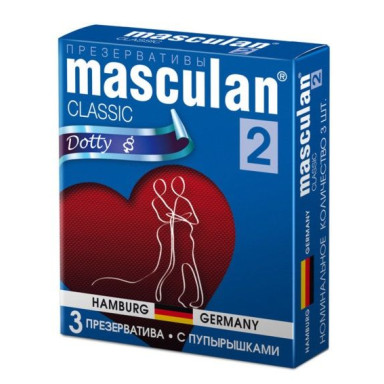 Презервативы Masculan Classic 2 Dotty с пупырышками - 3 шт., фото