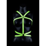 Портупея Body Harness с неоновым эффектом - размер S-M, S-M, зеленый, черный, фото