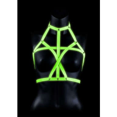 Портупея Bra Harness с неоновым эффектом - размер L-XL, L-XL, зеленый, черный, фото