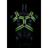 Стильная портупея Body Harness с неоновым эффектом - размер L-XL, L-XL, черный, зеленый, фото