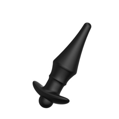 Черная перезаряжаемая анальная пробка №08 Cone-shaped butt plug - 13,5 см. фото 3