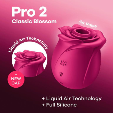 Малиновый вакуум-волновой стимулятор Pro 2 Classic Blossom фото 3