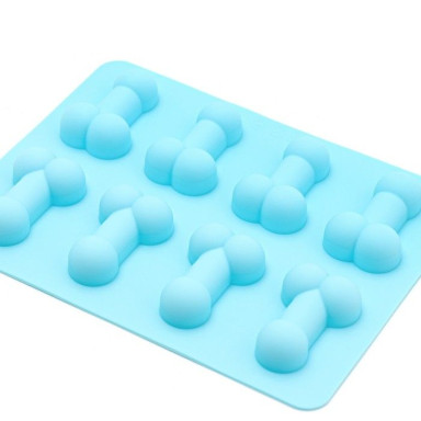 Голубая силиконовая форма с фаллосами, фото