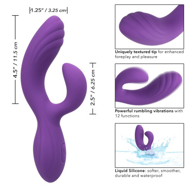 Фиолетовый вибромассажер-кролик Stella Liquid Silicone “C” Curve - 19 см. фото 3