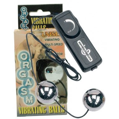 Серебристые вагинальные шарики с вибрацией ORGASM VIBRATING BALL, фото