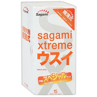 Ультратонкие презервативы Sagami Xtreme Superthin - 15 шт., фото