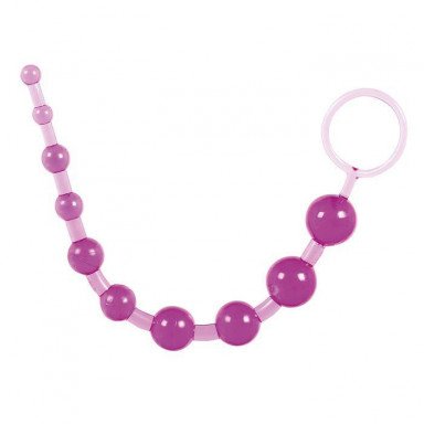 Фиолетовая анальная цепочка с кольцом - 25 см., фото
