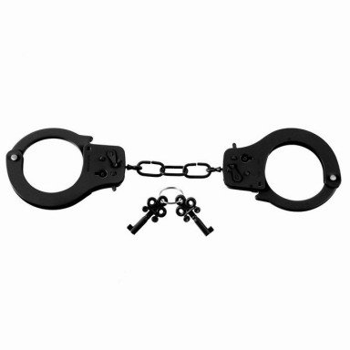 Черные металлические наручники фото 3