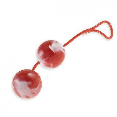 Красно-белые вагинальные шарики со смещенным центром тяжести Duoballs, фото