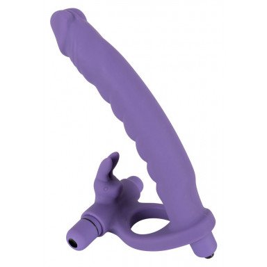 Фиолетовая насадка на пенис для двойной стимуляции Los Analos - 16 см. фото 2
