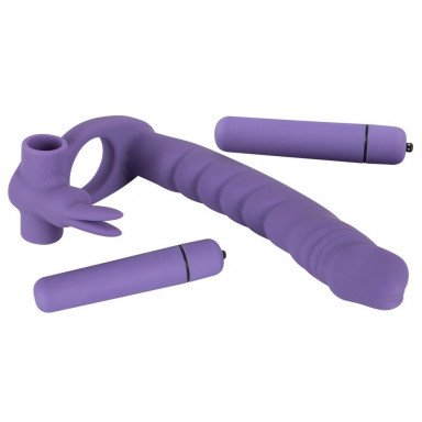 Фиолетовая насадка на пенис для двойной стимуляции Los Analos - 16 см. фото 3