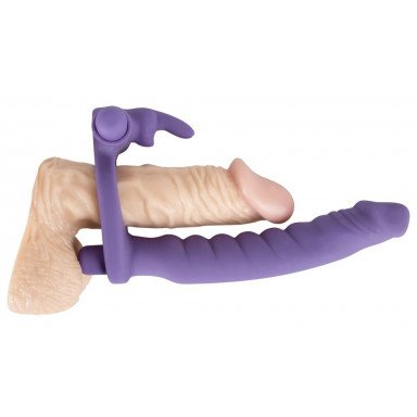 Фиолетовая насадка на пенис для двойной стимуляции Los Analos - 16 см. фото 4