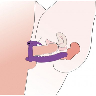 Фиолетовая насадка на пенис для двойной стимуляции Los Analos - 16 см. фото 5