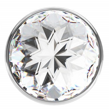 Малая серебристая анальная пробка Diamond Clear Sparkle Small с прозрачным кристаллом - 7 см. фото 3
