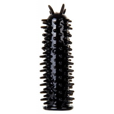 Черная насадка на пенис с шипами по всей длине - 13 см., фото