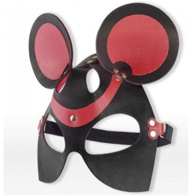 Черно-красная маска мышки из кожи, фото