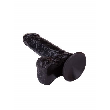 Чёрный фаллоимитатор с мошонкой на подошве-присоске - 16,5 см. фото 4