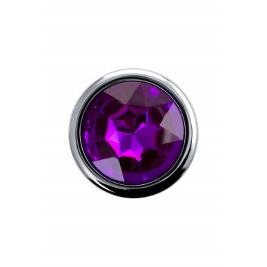 Серебристая анальная пробка с фиолетовым кристаллом - 9,5 см. фото 4