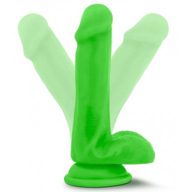 Зеленый фаллоимитатор 6 Inch Silicone Dual Density Cock with Balls - 15,24 см. фото 2