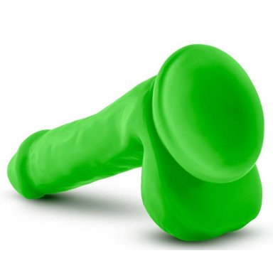 Зеленый фаллоимитатор 6 Inch Silicone Dual Density Cock with Balls - 15,24 см. фото 3