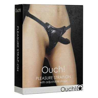Чёрный страпон Pleasure Strap-On - 14,5 см. фото 2