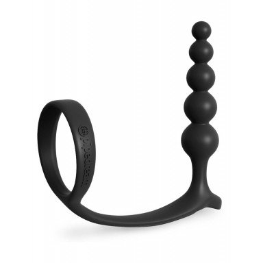 Черная анальная цепочка с эрекционным кольцом Ass-gasm Cockring Anal Beads фото 2