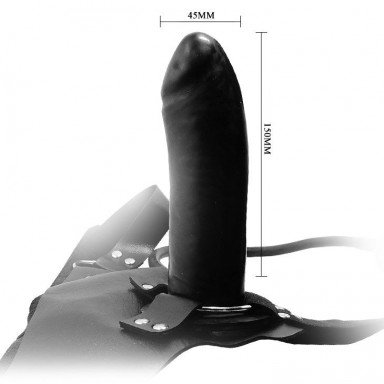 Черный большой страпон с функцией расширения - 15 см. фото 5