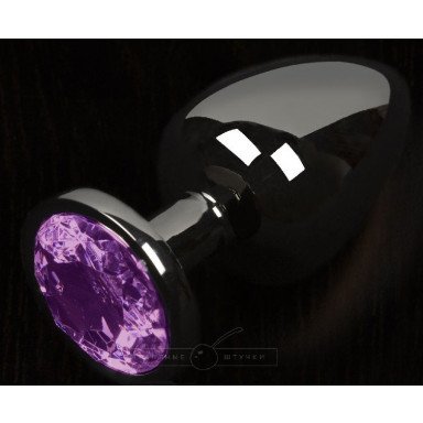 Графитовая анальная пробка с фиолетовым кристаллом - 6 см., фото