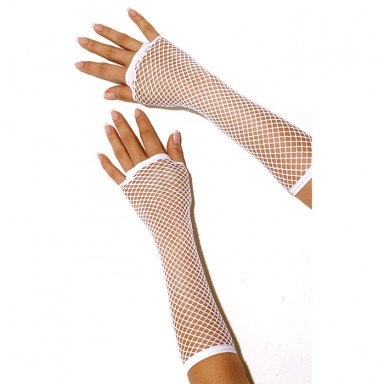Длинные перчатки в сетку, S-M-L, белый, фото
