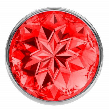Большая серебристая анальная пробка Diamond Red Sparkle Large с красным кристаллом - 8 см. фото 3