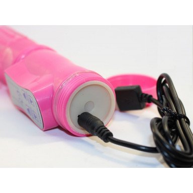 Перезаряжаемый розовый вибратор с ротацией - 22,5 см. фото 2