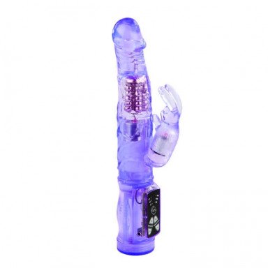 Фиолетовый вибратор-кролик с функцией ротации - 21,5 см., фото