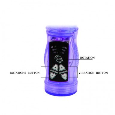Фиолетовый вибратор-кролик с функцией ротации - 21,5 см. фото 4