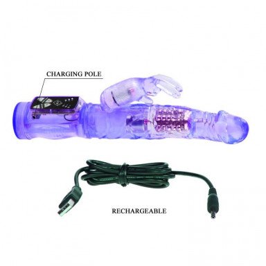 Фиолетовый вибратор-кролик с функцией ротации - 21,5 см. фото 5