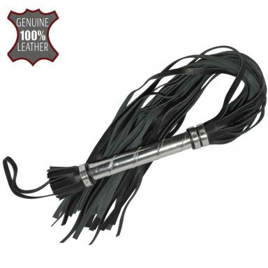 Черная плеть с серебристой ручкой - 63 см., фото