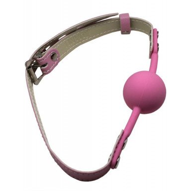 Розовый силиконовый кляп-шарик с фиксацией и замочком, фото
