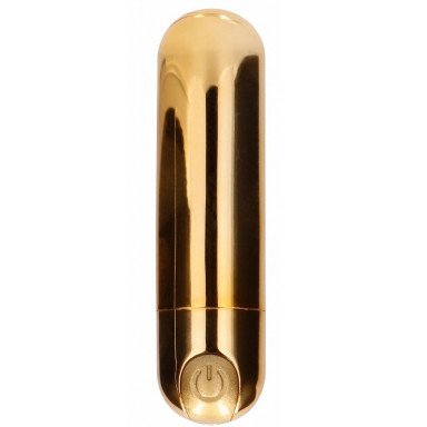 Золотистая перезаряжаемая вибропуля 7 Speed Rechargeable Bullet - 7,7 см., фото