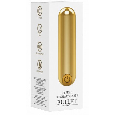 Золотистая перезаряжаемая вибропуля 7 Speed Rechargeable Bullet - 7,7 см. фото 3