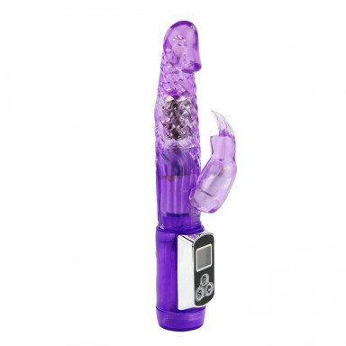 Фиолетовый вибратор India Cowherd с ротацией и клиторальной стимуляцией - 21,5 см., фото