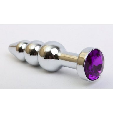 Серебристая анальная ёлочка с фиолетовым кристаллом - 11,2 см., фото